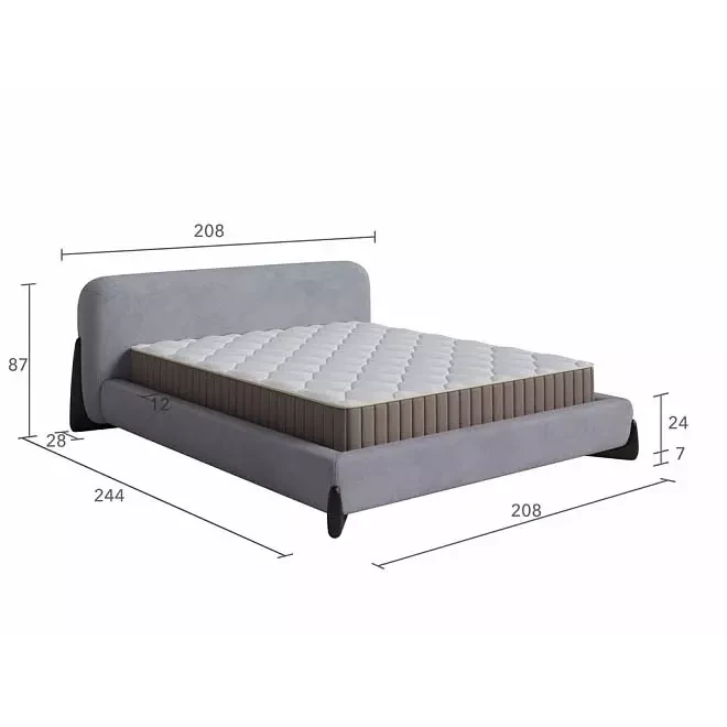 Кровать Орматек Prado (Букле) 160 х 220 см, Beatto Пепел